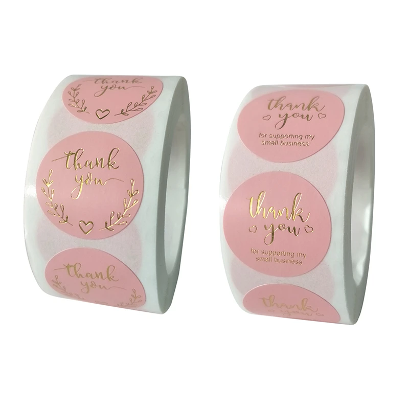 500pcs/roll Pink DIY Handmade Thank You Stickers Wedding Package Seal Labels 