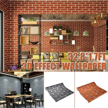 

3D Vintage wall sticker Paper Brick Stone Rustic Effect Self-adhesive 10x0.5m Home Decor Sticker Home Decor living Room sticker