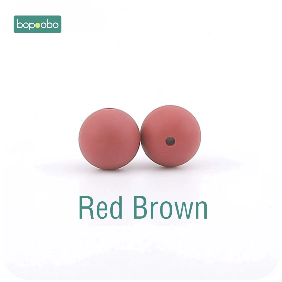 Bopoobo 30 шт. 12 мм пищевой силиконовый Прорезыватель для зубов детский уход за зубами DIY стартовый набор силиконовые бусины Экологичные Детские аксессуары - Цвет: Red Brown