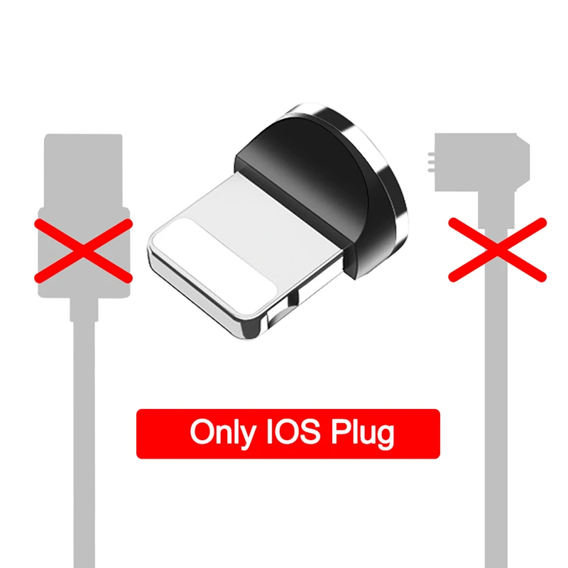 Only iOS Plug Магнитный usb-кабель Essager для iPhone Магнитный зарядный шнур type C mi cro usb-кабель для Xiaomi mi 9 8 samsung S10 S9 S8 S7 - Цвет: Only iOS Plug
