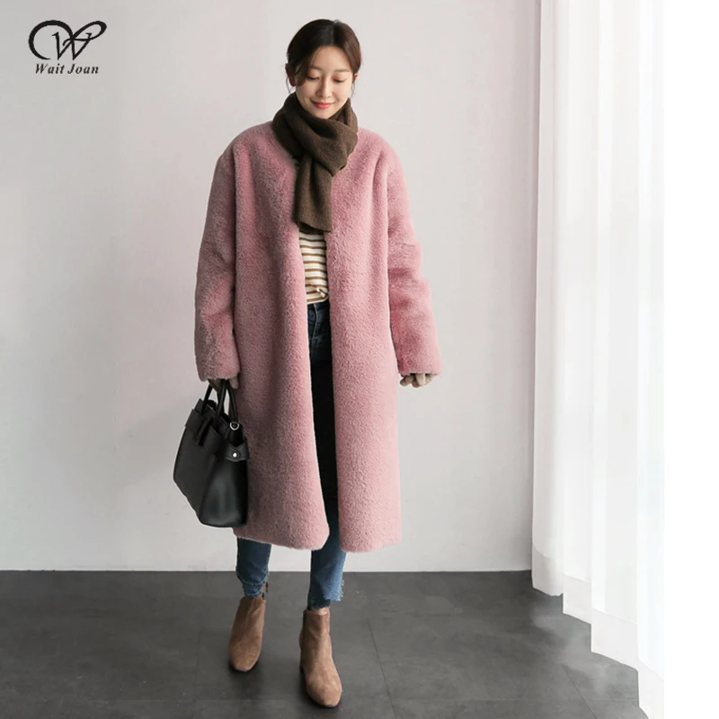 

Winter faux rabbit fur coat women long coat winter faux fur jacket female leopard plush coat ladies V-neck thick warm teddy coat