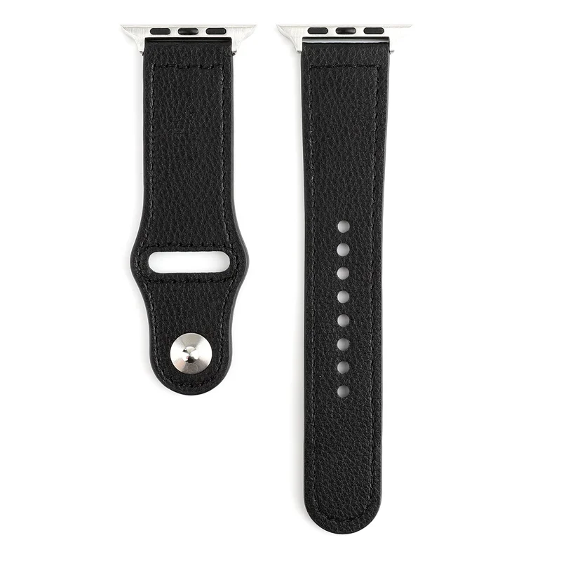 Black Из натуральной кожи петлевой ремень для apple watch, ремешок 42/38 мм браслет для ремешки для часов iwatch 44 мм 40 мм серии 4/3/2/1 браслет аксессуары - Цвет ремешка: Black