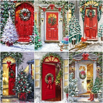 

AZQSD Unframe Painting By Numbers Door Decor For Home Acrylic DIY Paint Coloring By Numbers Cartoon Christmas Gift