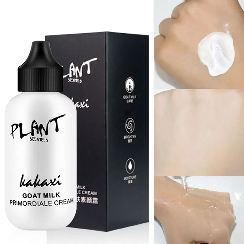 Professional Lazy Face Foundation  Goat Milk Cream Whitening Full Coverage Waterproof Makeup Base Brighten Cover Dark Circles 2