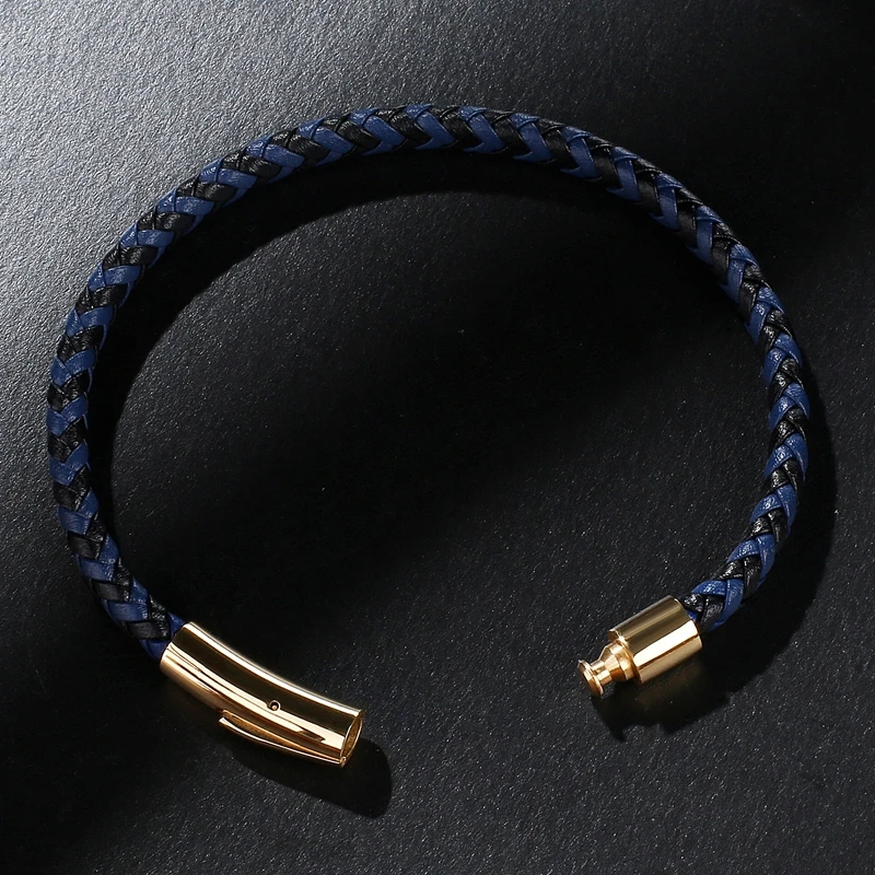 Fashion Hot Male Charm Bracelets Blue Leather Rope Mixed Braided Bangle Simple Style Punk Men Classic Jewelry