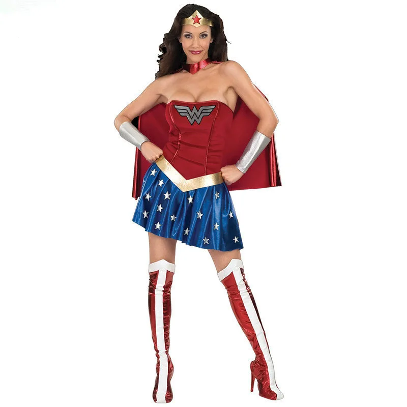 Лидер продаж, женский костюм супергероя Wonder women, маскарадный костюм на Хеллоуин, дамский костюм супергероя Диана для костюмированной вечеринки, нарядное платье на Хэллоуин