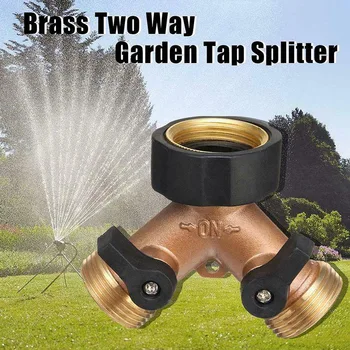 

Metal Garden Hose Connector Splitter 3/4Inch Y Connector 2-Way Splitter Shut Off Water Valves MDJ998