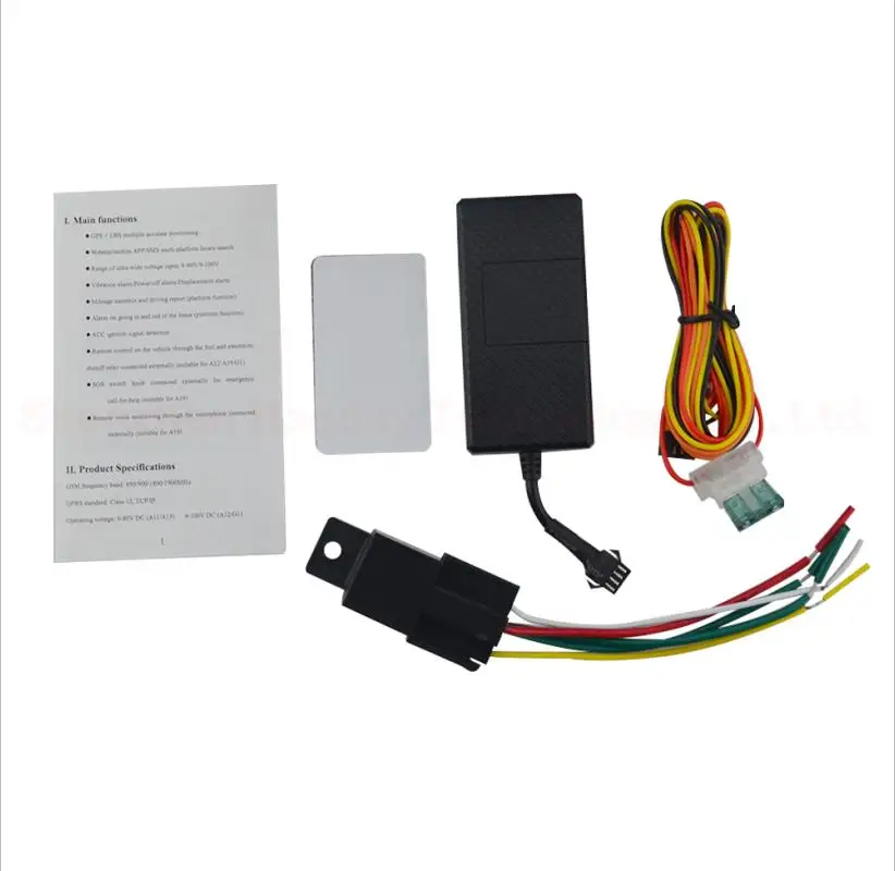 with relay no box A12 бесплатное приложение gps локатор слежения для автомобилей gps трекер с диапазоном широкого входного напряжения 9-100 в и вибрацией/выключением сигнализации - Цвет: with relay no box