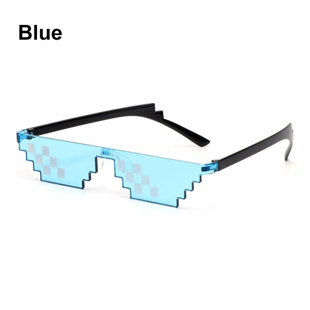 Trendy Cool Funny Pixel Mosaic Sunglasses Thug Life Sun Glasses Vintage Retro Gamer Robot Eyewear Birthday Party Cosplay Favors big black sunglasses Sunglasses