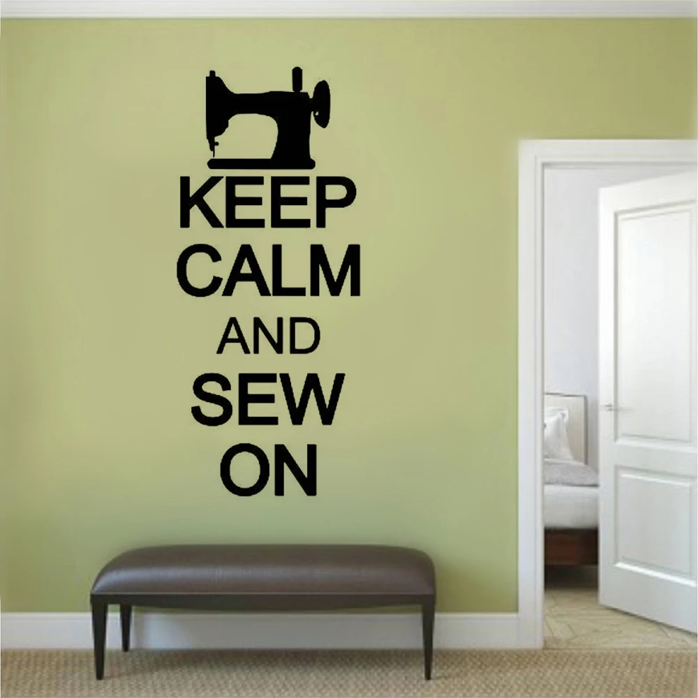 

Sewing Shop Poster Mural Removable Vinyl Art Keep Calm and Sew On Quote Wall Poster наклейки на окна новогодние Living room