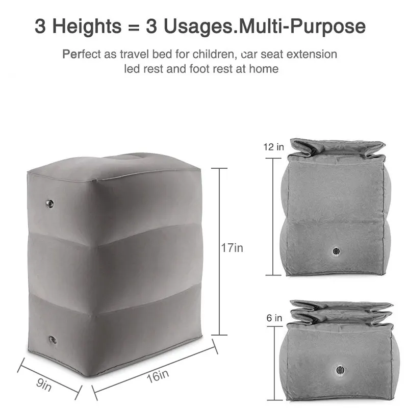 Flight Sleeping Footrest Pillow PVC Leg Resting Inflatable Travel Foot Rest Pillow Portable Plane Train Kids Bed Foot Rest Pad