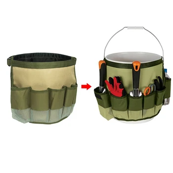 

Garden Bucket Bag Durable Nylon Tool Storage Hardware Tools Bag All Tools Foldable Army Green Color