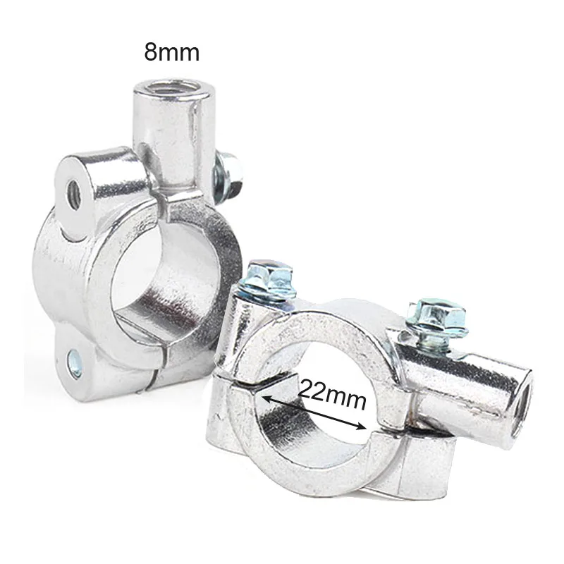 Silver-22mm-M8 Пара 7/" дюймов 22 мм 25 мм руль 10 мм 8 мм резьба мотоцикл зажим для крепления зеркала зеркало заднего вида держатель адаптер серебристый черный - Цвет: Silver-22mm-M8