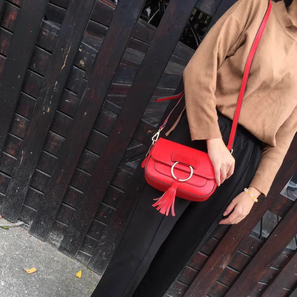 

WOMEN'S Leather Bags Cowhide Shoulder Bag 2017 Spring And Summer Dull Polish Retro Fashion Oblique Simple Square Sling Bag