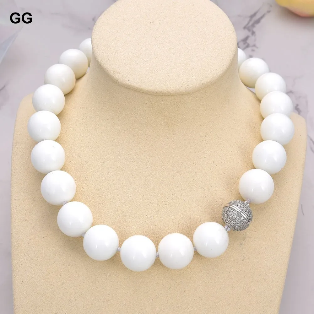 

GuaiGuai Jewelry 16 мм белый круглый фарфоровый ожерелье