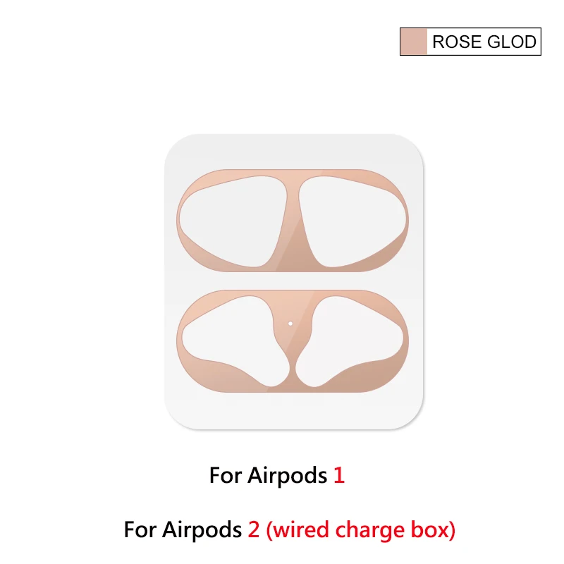 Новое металлическое покрытие защита от пыли для Apple Airpods 2 1 чехол Защита от пыли наклейка для Air Pods зарядка коробка аксессуары - Цвет: rosegold1