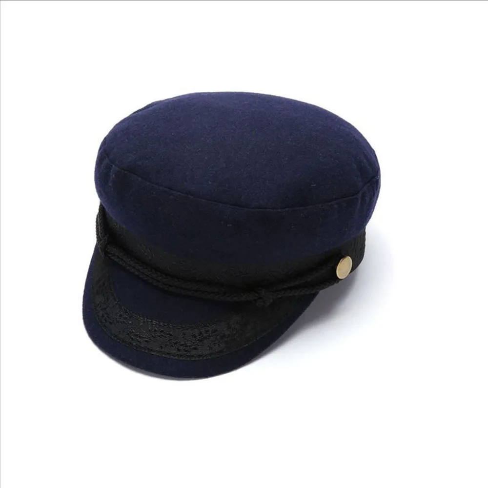 

Autumn and winter woolen hats female tide flat hats captain hats navy hats painter hats men's hats