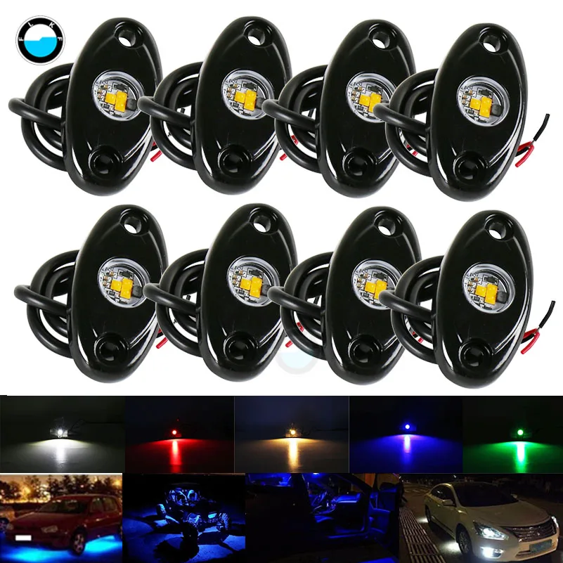 

8 X 9W Led Rock Light Kit For Jeep 4x4 Off road ATV 12V 24V LED Rock Light Car Truck Underbody Glow Trail Rig Lamp .
