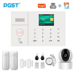 PGST PG-108 Tuya Wireless Home WIFI GSM Home Security With Motion Detector Sensor Burglar Alarm System Support Alexa & Google
