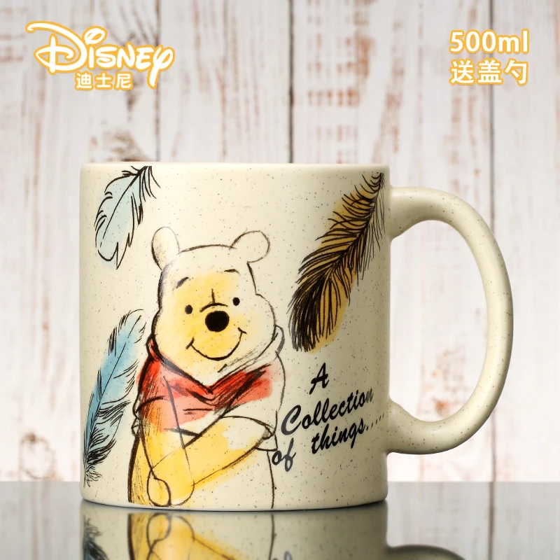 500 мл Дисней стаканчик для воды Винни керамическая чашка милый мультфильм молоко чашка большая емкость покрытая кружка дорожная ручка кружки керамика - Цвет: Winnie