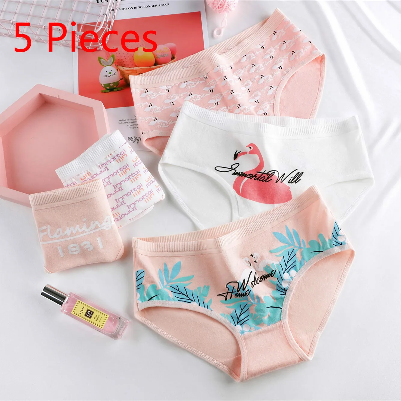 

Womens Underwear Lingerie Panties 5 Pieces Women Kawaii Girl Briefs Cute Underwear Ladies Womens Fashion Panties 5 Pieces Lot