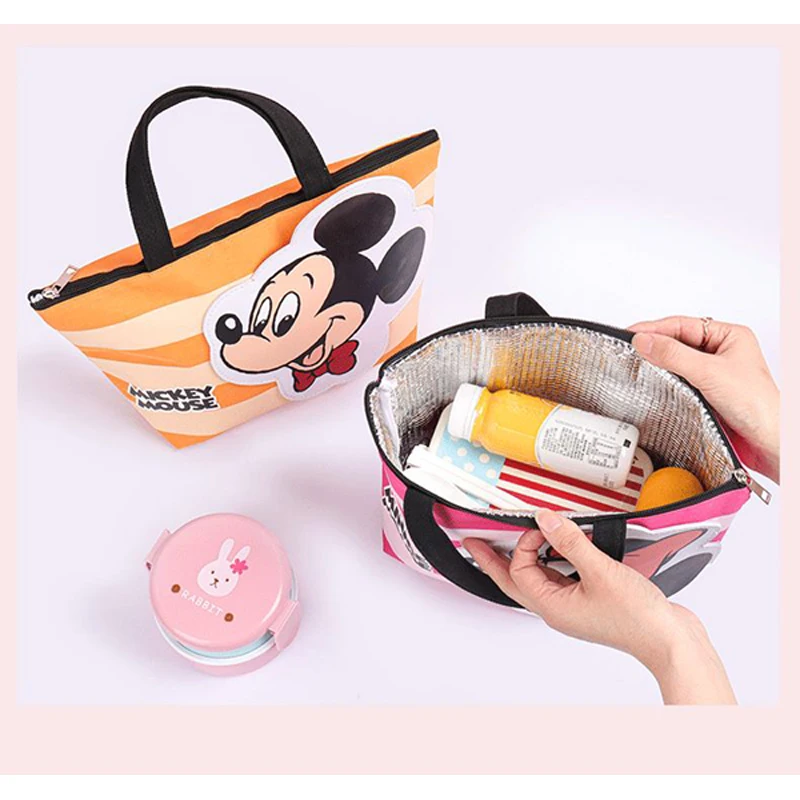Disney Mickey Donald Duck lunch bag Canvas Shoulder Bag Korean Women Kids Lunchbox Picnic Supplies Insulated Cooler Bags 6