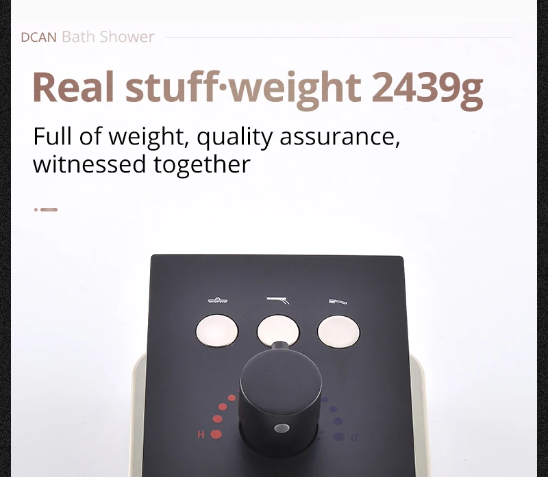 Black Button Shower Set Thermostatic Shower Set In-Wall Brass Touch 6 x 10 inch Faucet Shower System (11)