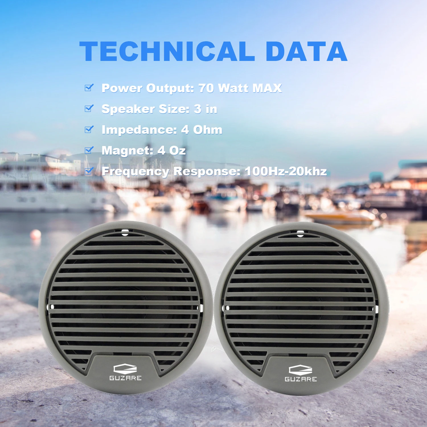 3inch Waterproof Boat Speaker Marine Speakers Black 140W For Outdoor UV-Proof RV Car UTV ATV SPA Tractor Yacht Motorcycl