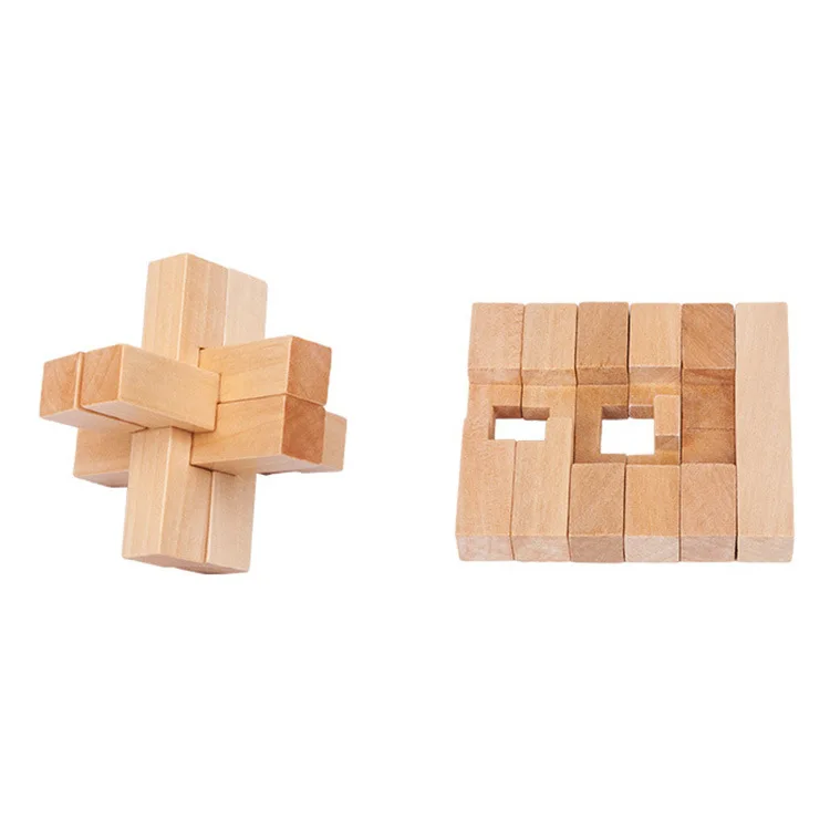 

Wholesale Casual Adult Wooden Educational Toys Wood Qualities Luban Lock Cross Six-Way Unlocked Burr Puzzle Set