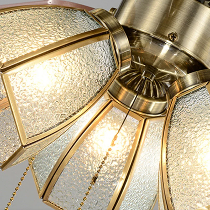 AC220V медный Золотой Деревянный Ретро потолочный вентилятор с освещение внутреннее освещение конструкция СВЕТОДИОДНЫЙ светильник для гостиной/столовой спальни