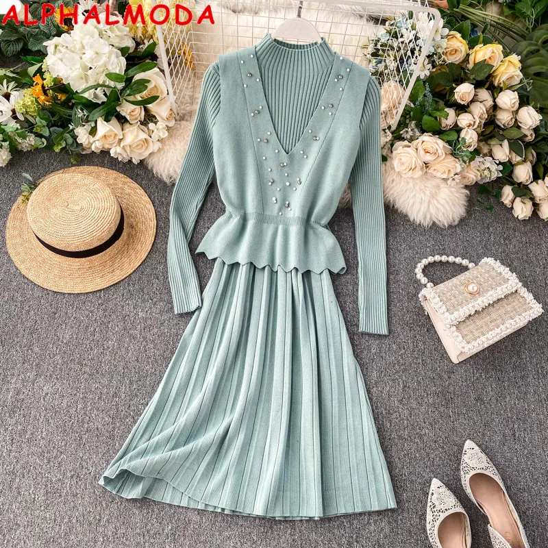 Женский элегантный костюм ALPHALMODA комплект из 2 предметов: жилет с бисером и