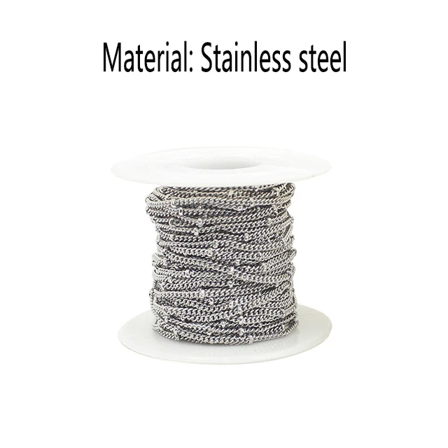 Steel Новые 10 м/лот Позолоченные Клипсы из бисера из нержавеющей стали цепь из бисера Ширина 1,5 мм для DIY ожерелье материал для изготовления украшений - Цвет: Steel