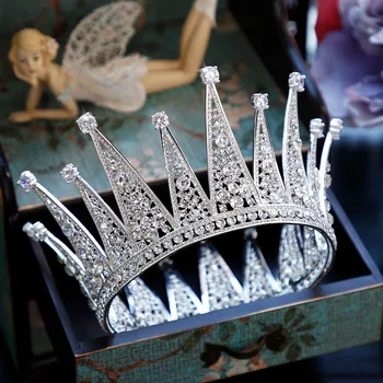 

Full Round Crown Rhinestone Crystal Tiara Crown Circle Bridal Wedding Hair Accessories Hair Jewelry Princess Crown Headpiece