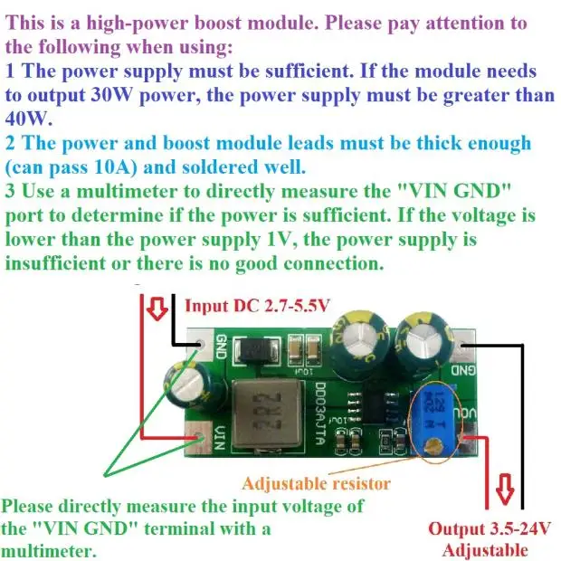 DD03AJTA 6A DC 2,7-5,5 В до 3,5-24 в Boost повышающий преобразователь