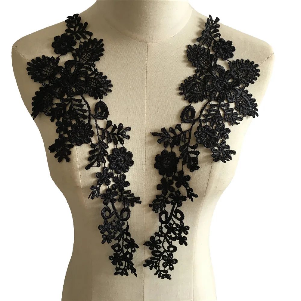 Black Lace Flower Collar Trim Embroidery Neckline Sewing Applique Fabric Dress 