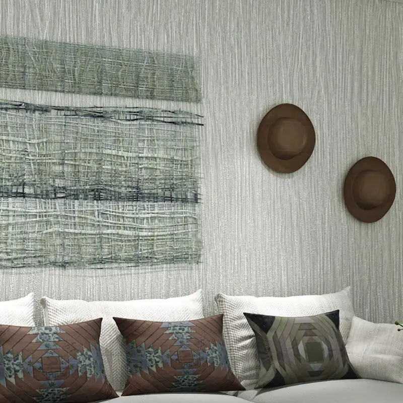 

Simple plain non-woven wallpaper, gray stripes non - self - adhesive wallpaper,