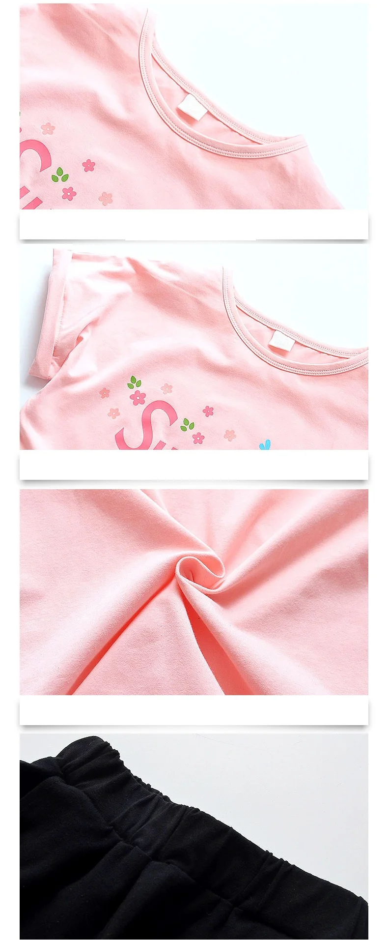 Girls Summer Letters Clothing Set Children T-Shirt+ Shorts Cotton Tracksuits Kids Casual 2Pcs Clothing Set 6-14T AA11771
