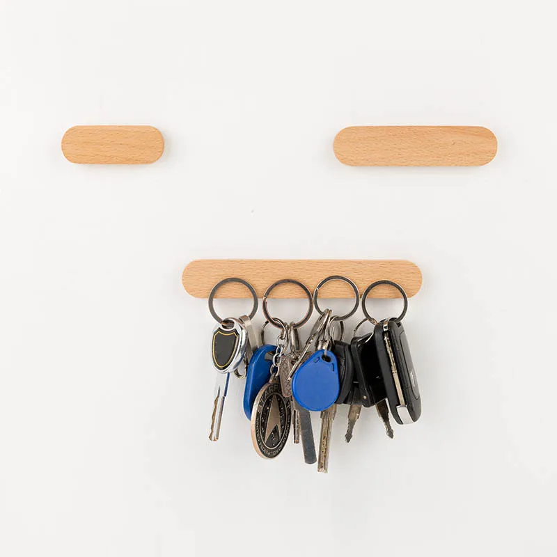 

Key Storage Organizer Strong Magnetic Portable Key Holder Wooden Hooks 1Pcs Wall Mounted Key Ring Hanger Key Rack