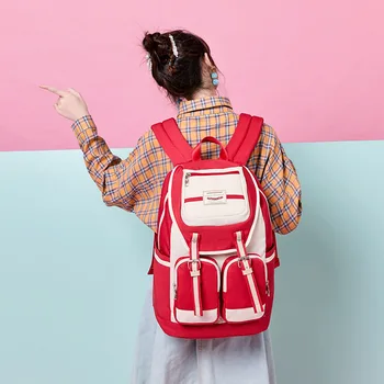 

Women Backpack Fashion Women Shoulder Bag Contrast color backpack School Bag For Teenage Girl Children Backpacks Travel Bag