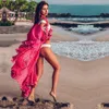 Vestido playero fruncido con manga acampanada para mujer, Túnica de gasa con estampado de lunares bohemios, vestido playero para mujer Q914 2022 ► Foto 2/6