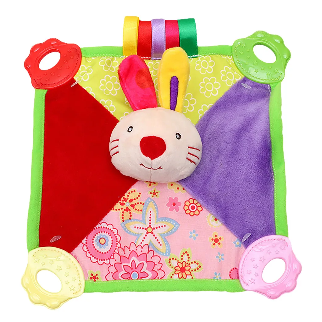 

22x22cm Baby Nursery Hand Towel Baby Bath Towels Newborn Infant Security Tag Blanket Colorful Cartoon Warm Baby Soothing Towel
