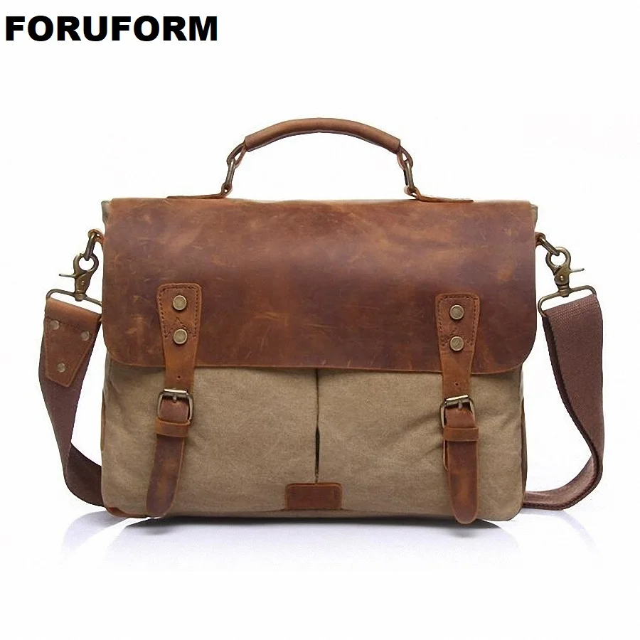

Men Handbags Canvas Shoulder Crossbody Messenger Bags Solid Man Casual Travel Multifunction 14 inch Laptop Handbag