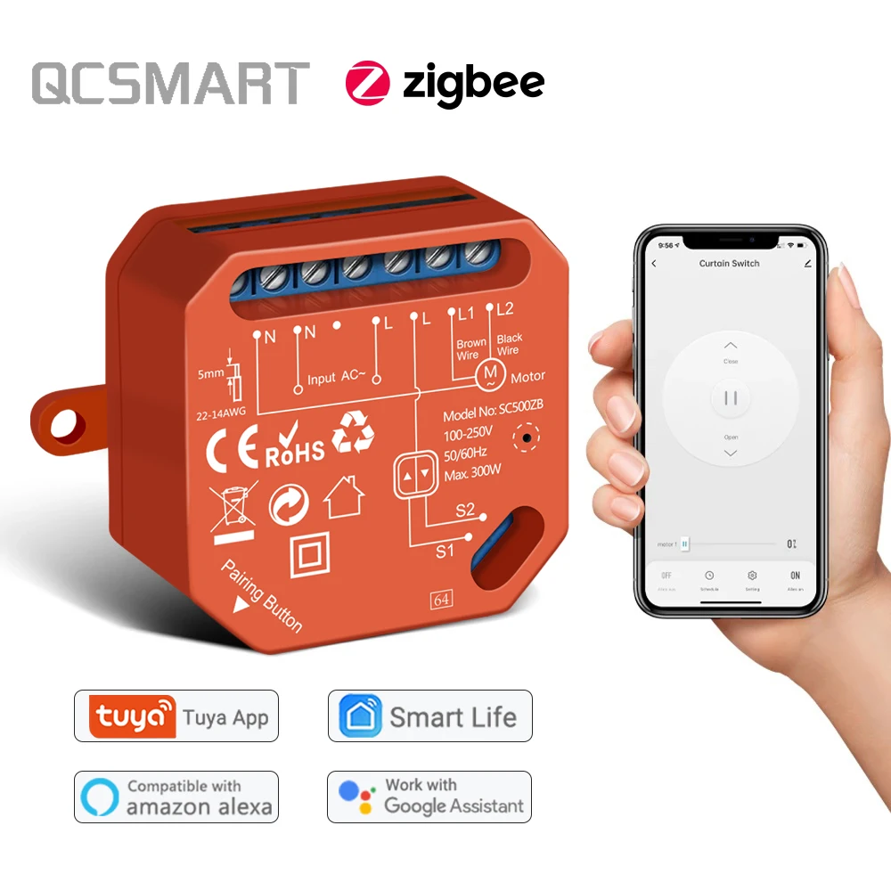 Tuya Smart Life Zigbee 3.0 Curtain Blind Switch For Roller Shutter