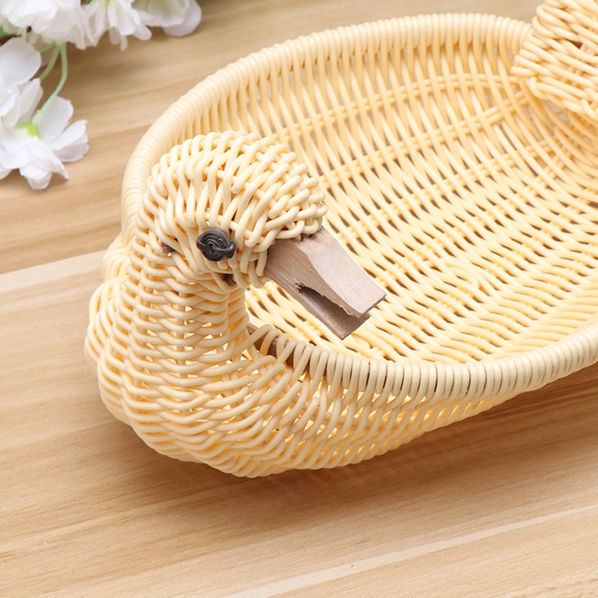 Rattan Woven Duck Fruit Basket Storage Basket Household Rattan Snack Tray Medium Duck