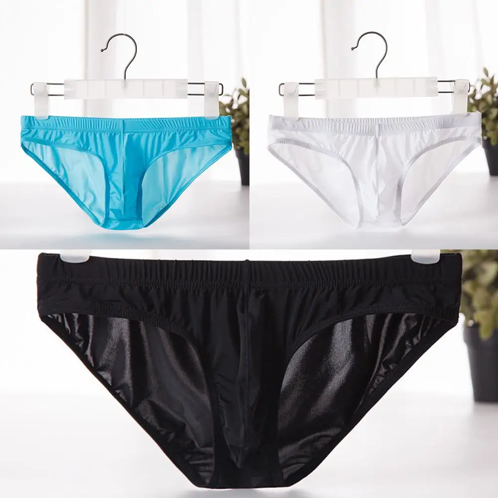 

Breathable Ice Silk Men Briefs Ultra-thin Transparent Seamless Underpants Low Waist Sexy Men Panties Elastic Underwear 2019
