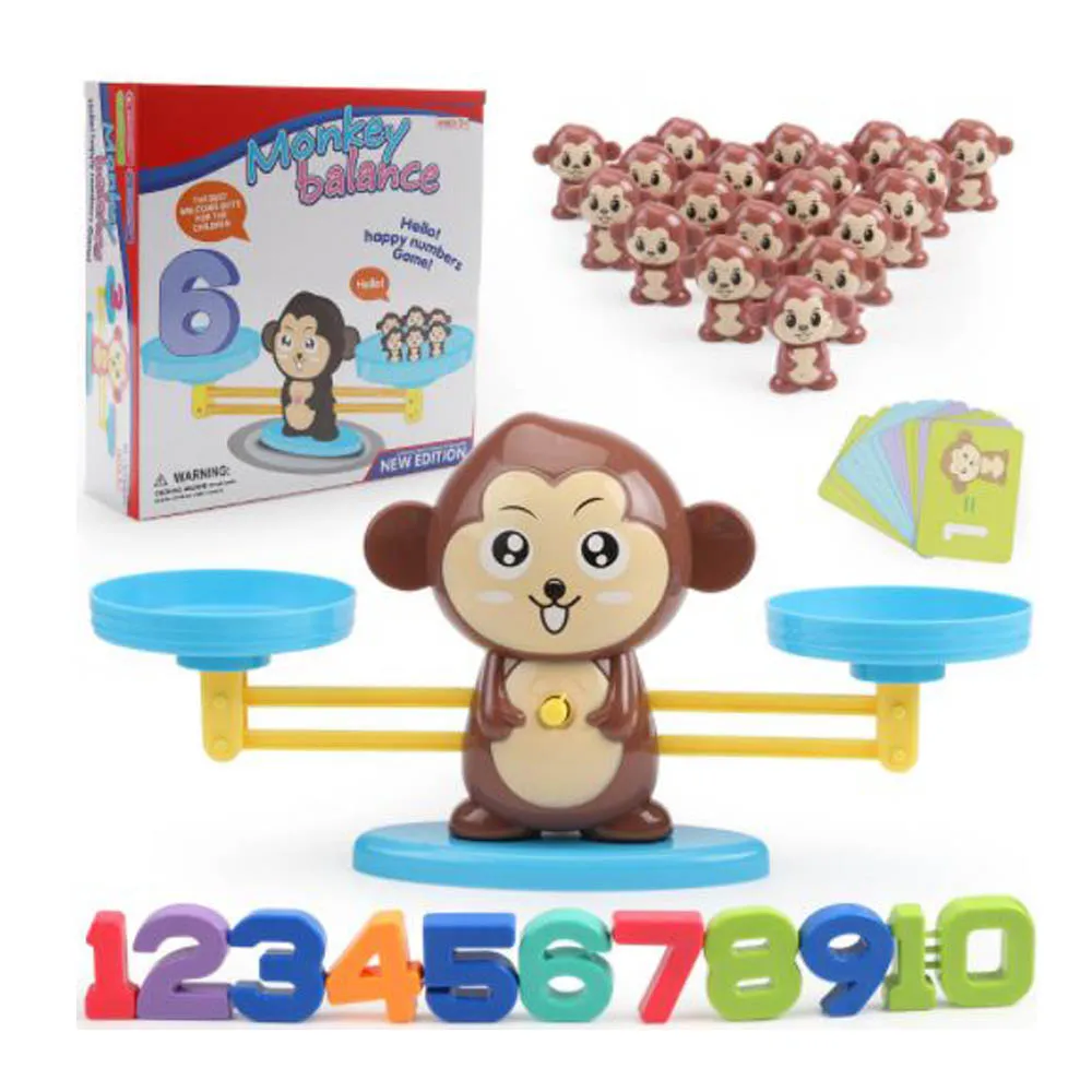 Игра для матча по математике, настольные игрушки, головоломка, веселая обезьяна, кошка, матч, балансировка, шкала, баланс, игра для детей, обучающая игрушка, чтобы узнать математику - Цвет: Monkey 1 Brown