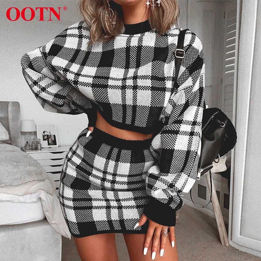 sweater two piece skirt set