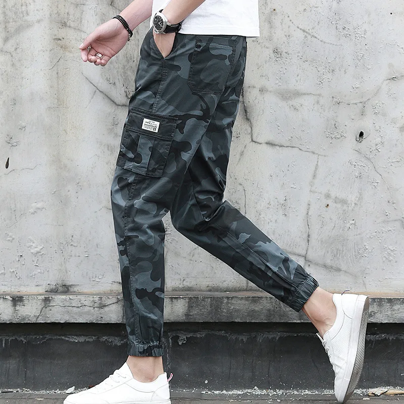 

2017 New Style Men Camouflage Casual Skinny Capri Pants Korean-style Bib Overall Slim Fit Fashion Ankle Banded Pants Men's 9025