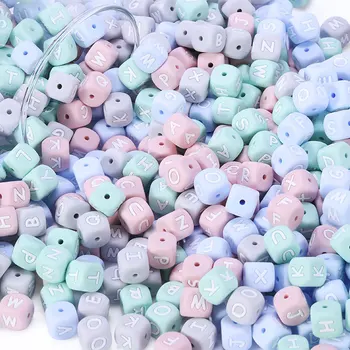 

12mm 100pcs Silicone Alphabet Teethers Beads for Teeth Baby Toys Pendant for Pacifier Clip Food Grade Bead for Personalized Name