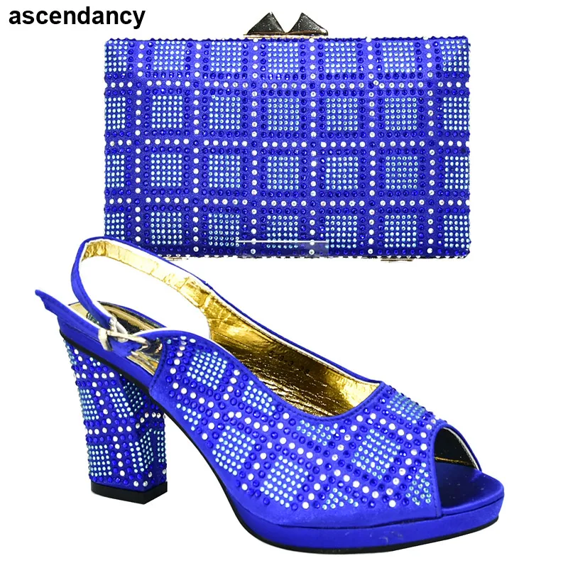 

New Fashion African Wedding Italian Shoe and Bag Sets Shoes and Bag Set African Sets 2019 Slip on Shoes for Women Buckle Strap